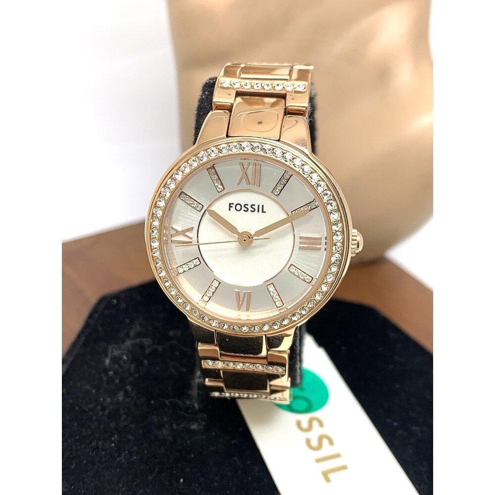 Fossil Women's Watch ES3284 Virginia Quartz Rose Gold Stainless Steel 30mm